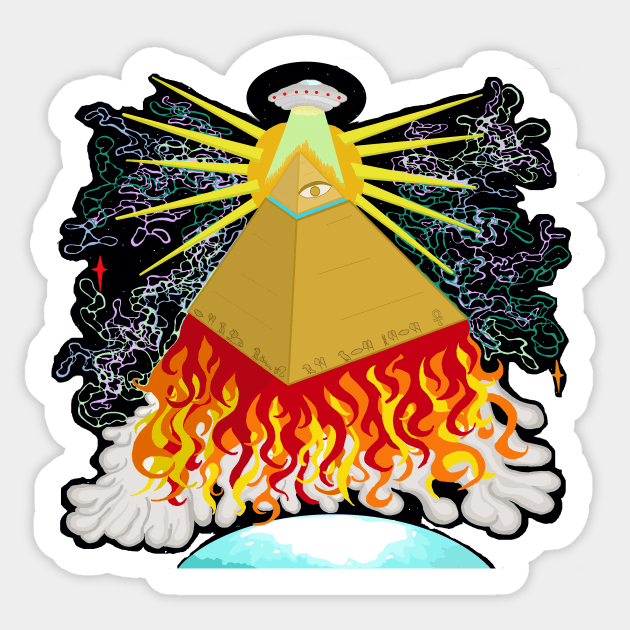 Inter dimensional ufo and pyramid Sticker by Keatos